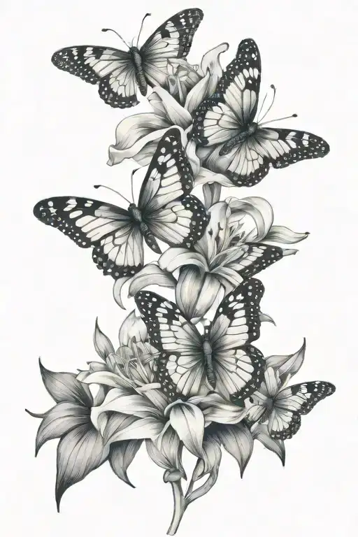 Lillies Rose Butterfly Resting