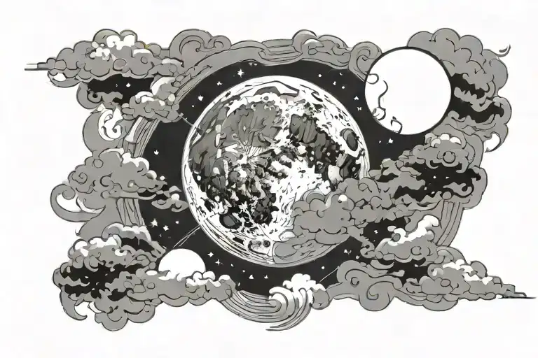 Full Moon With Clouds Surround