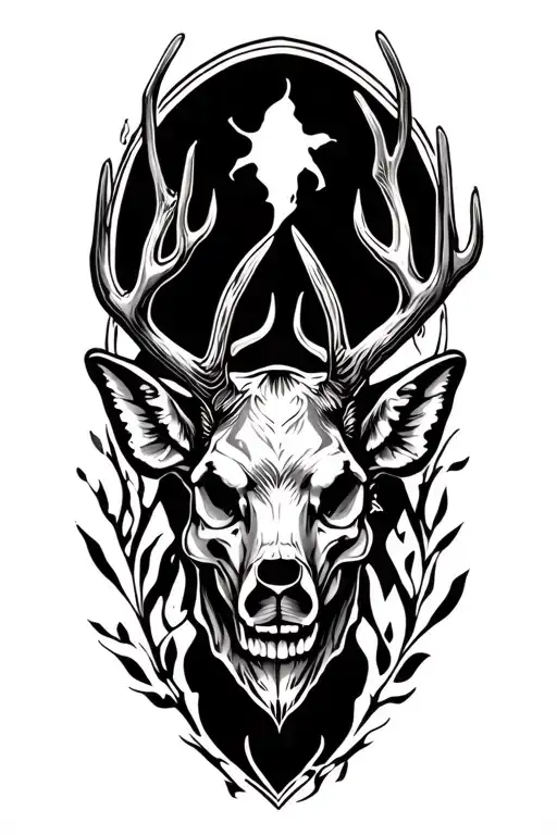 Deer Rack And Skull With Fish Hook