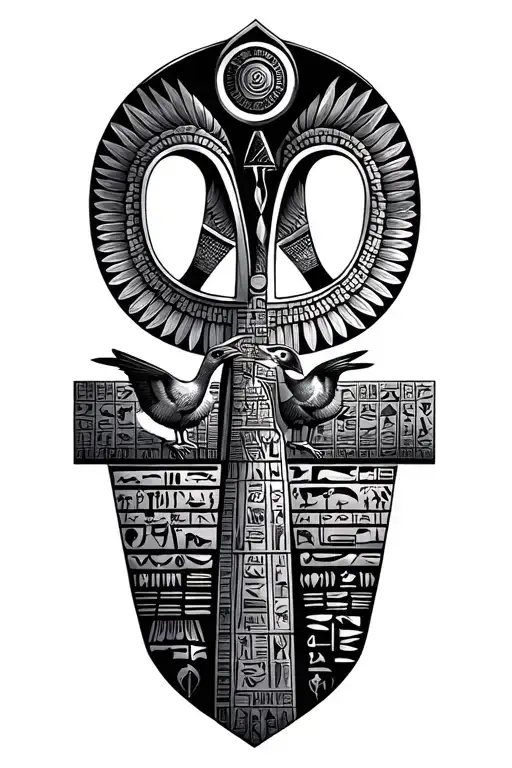 Hieroglyphs Ankh Pyramids Egypt Pyramid Surrounded By Birds