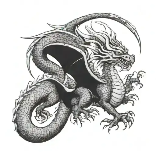 Black Dragon With Breaks In The Coloring