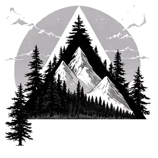 Triangle Shape Mountain Trees And Music