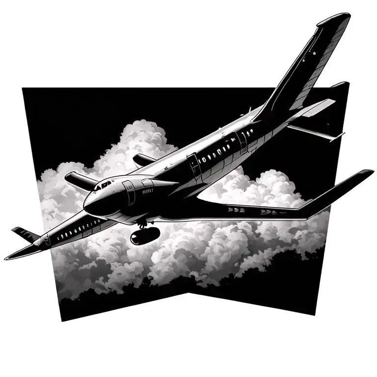 Airplane Flying Starting From The Lower Sternum