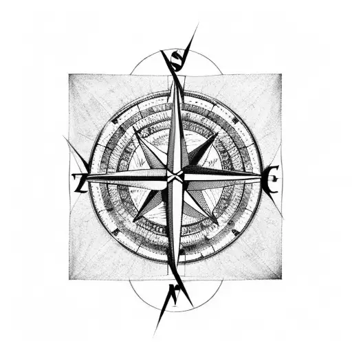 Compass Rose With Mountains