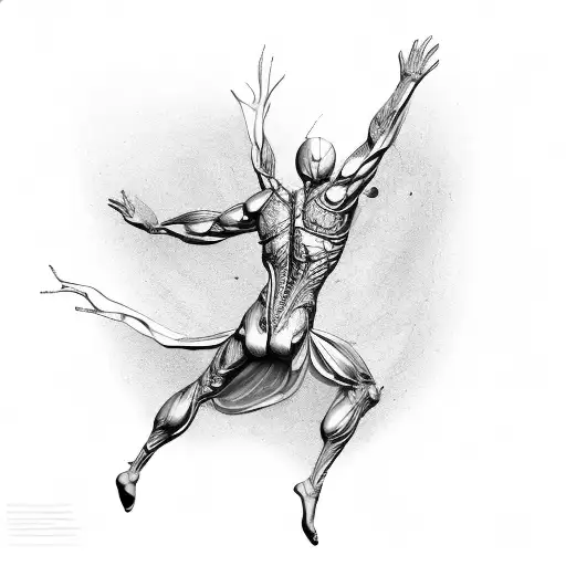 Vetruvian Man With Wing From Da Vinci's Wingsuit On One Side