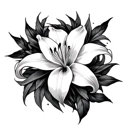 Spider Lily With Cyber Sigilism Incorporated Around It