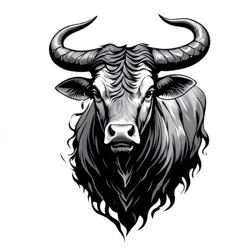Taurus Sign Bull With Scales For The Horns Emerging