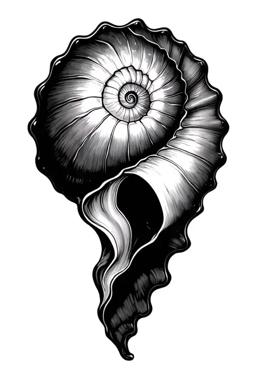 Half Fibanooci Squence Half Conch Shell Abstract Line Art