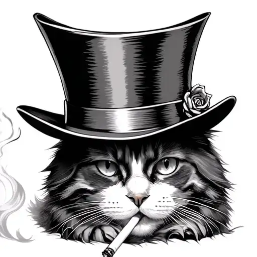 Cat In A Top Hat Smoking A Cigarette