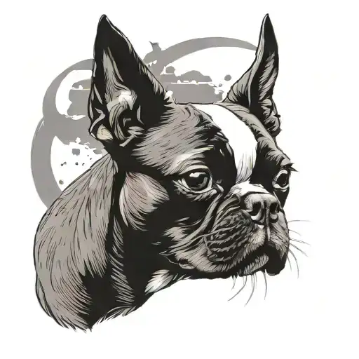 Boston Terrier In The Silhuette Of A Dove Flying