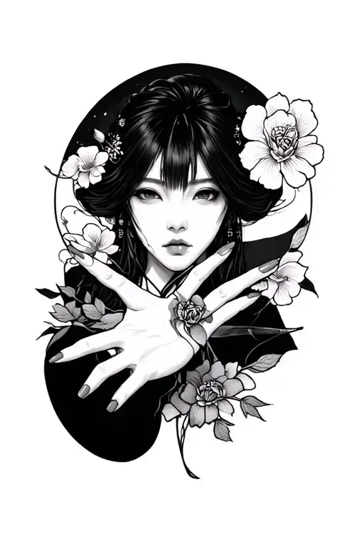 Japanese Style On A Hand With Fingers