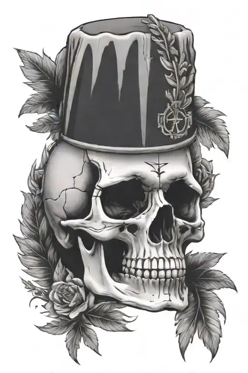 Realistic Skull With A Christian Cross Behind The Head Surrounded With Olympic Wreath Of Victory