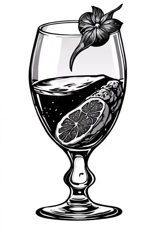 Travel Alements And Meat And Wine Glass