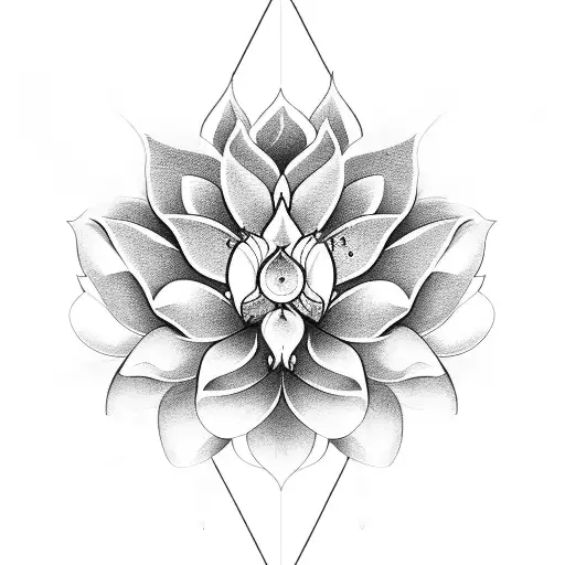 Feminine Lotus Flower 777 Symbol Within The Petals