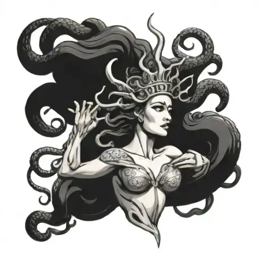 Medusa With A Crown Attacking