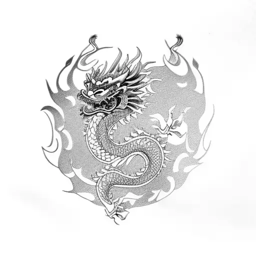 Chinese Dragon With Marigold
