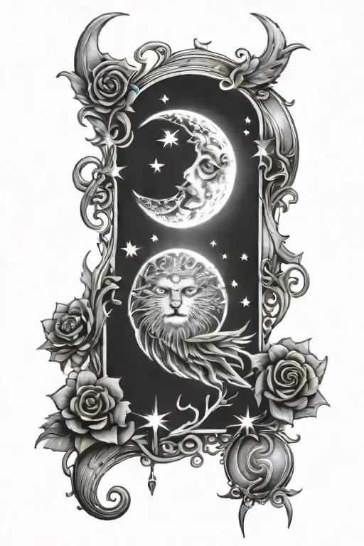 Back Tattoo With Moon And Sun Moon Stars