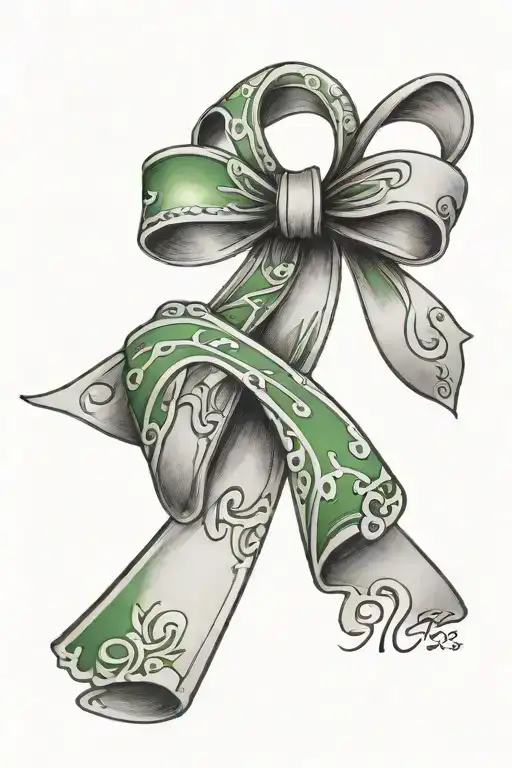 Tribute Tattoo For Mom With Green Cancer Ribbon