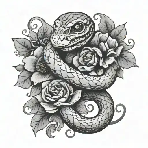 Snake Bracelet With Flowers