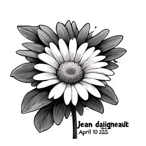 Daisy Flower With The Name Jean Daigneault And The Date April 10 2025 On One Side Of The Steam Each