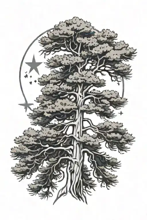 Fine Line White Pine Tree With North Star