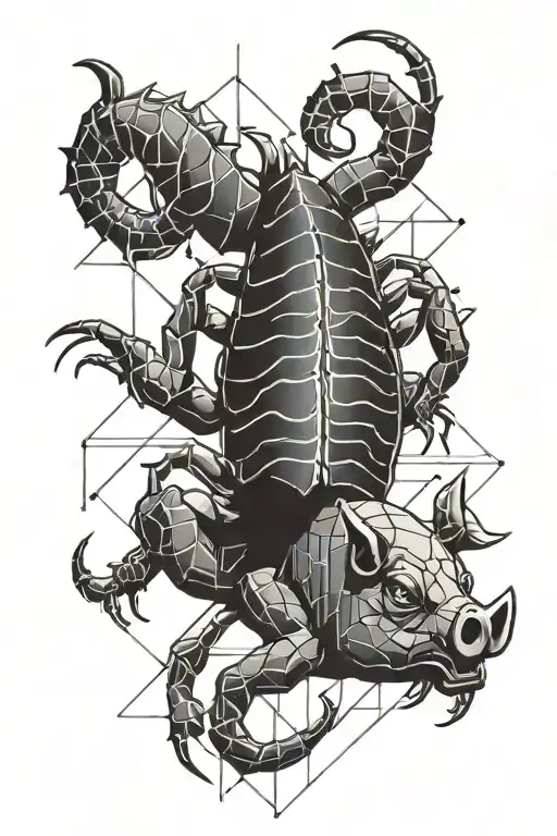 Scorpion And Pig Geometric Design
