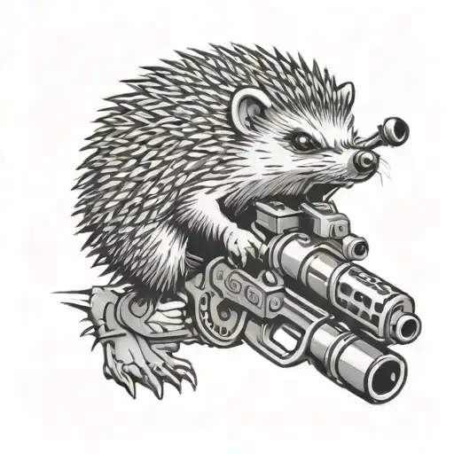 Angry Hedgehog With A Machine Gun