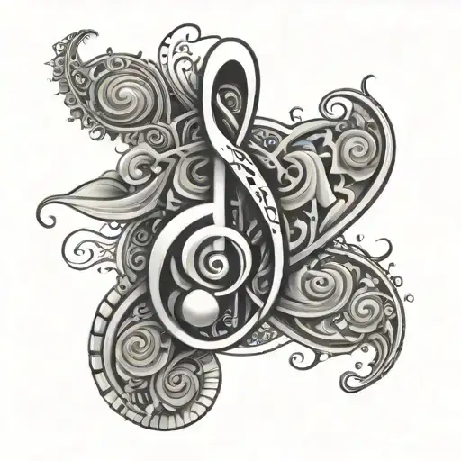 Cosmic Spiral Music Note Intertwined