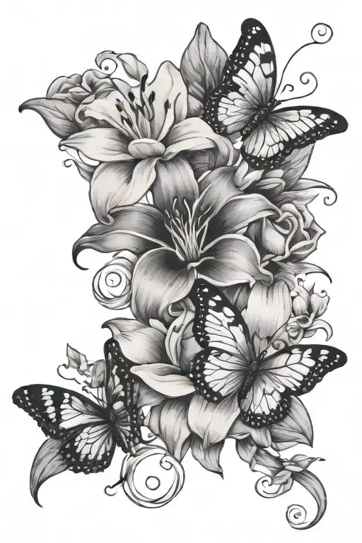 Lillies Rose Butterfly