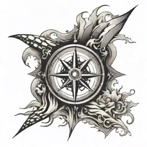 Compass Rose Inside Pipeline Wave Crashing