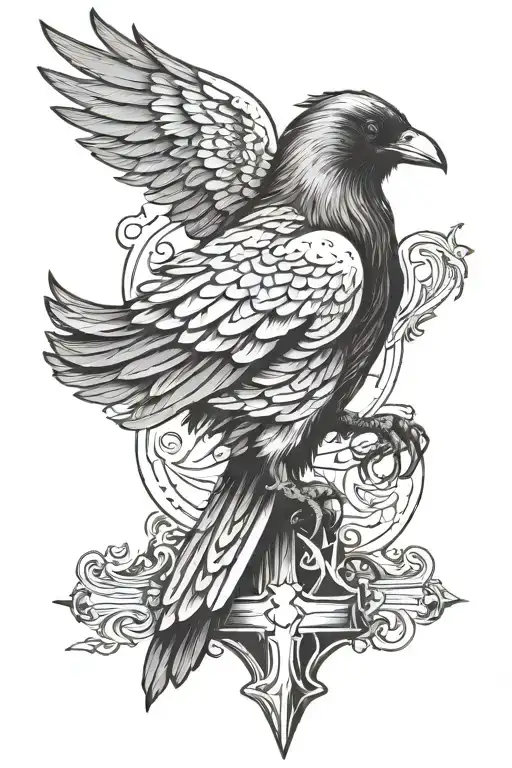 Spade Suit Made Of A Raven Flying