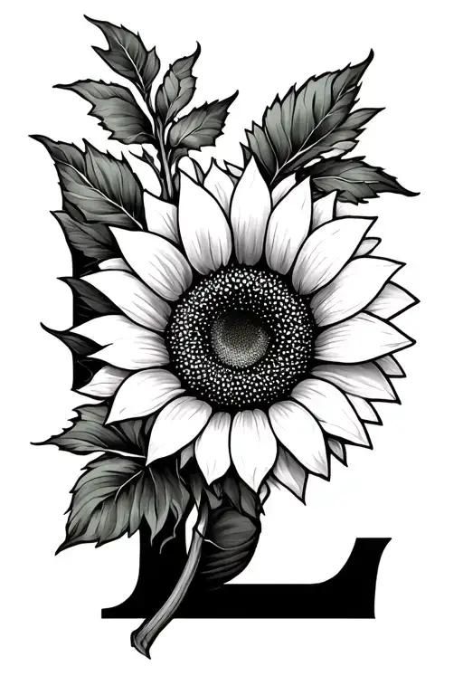 Letter L Connected To Sunflower