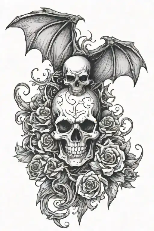 Sleeve Skull Bat Wings