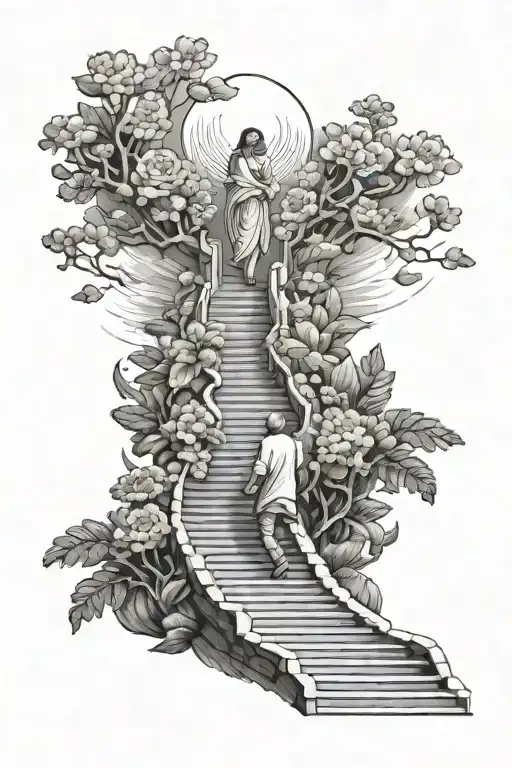 Stairs Going To Heaven Holding Hands