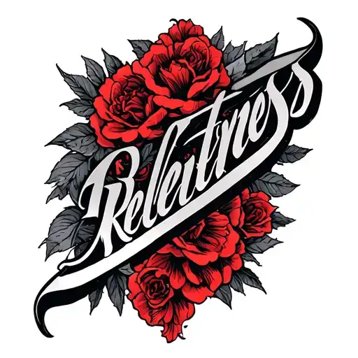 Relentless Red Tattoo Lettering