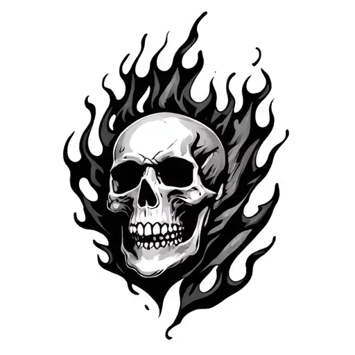 Skull In Raging Fire Flames