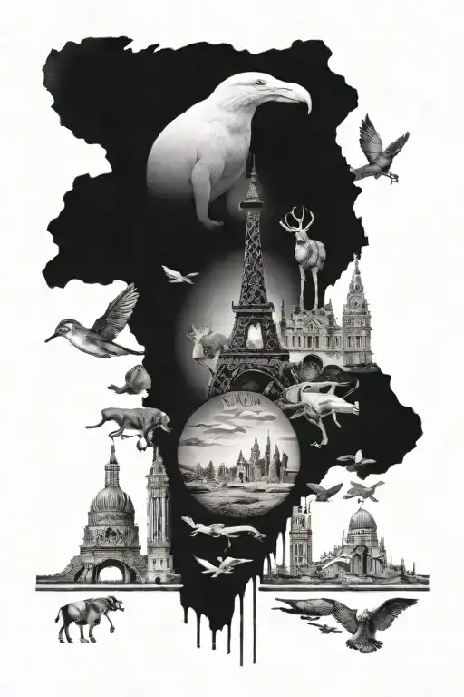 Animal Collage Featuring Landmarks