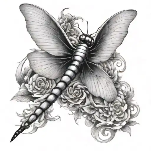 Half Dragonfly Half Dragon Flying