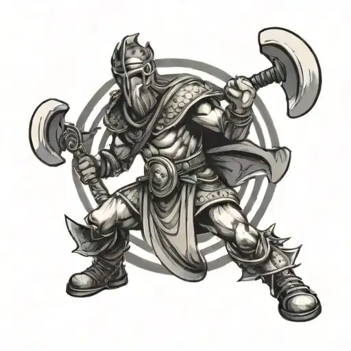 Warrior Who Is Holding Axe And Is Proud