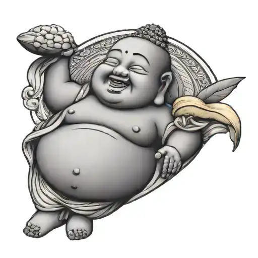 Fat Buddha Holding A Banana