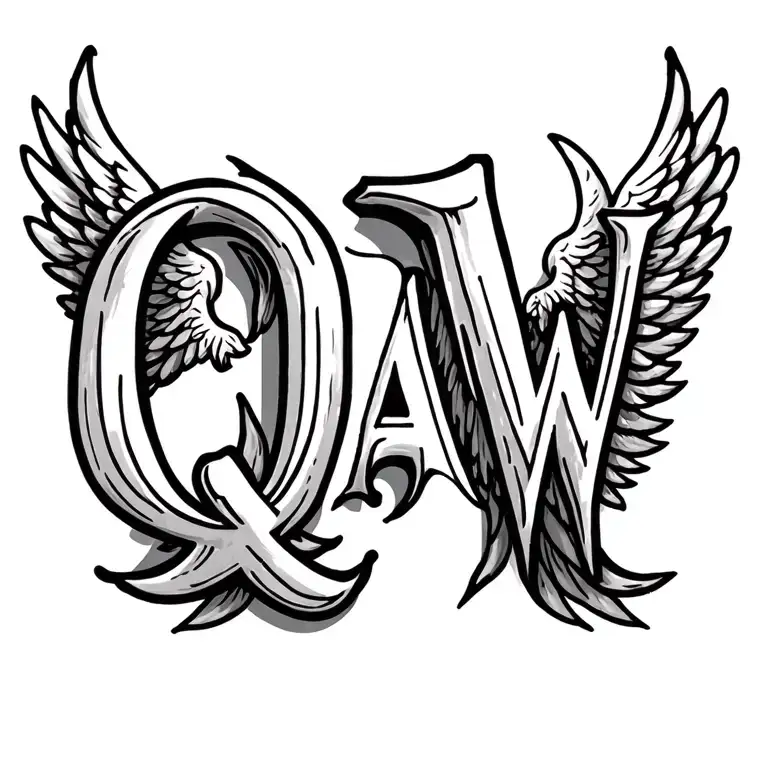 Letters Q A W With Wings Madenfr The W