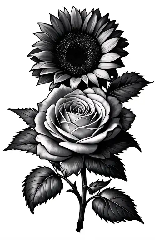 Sunflower And Carnation And Rose