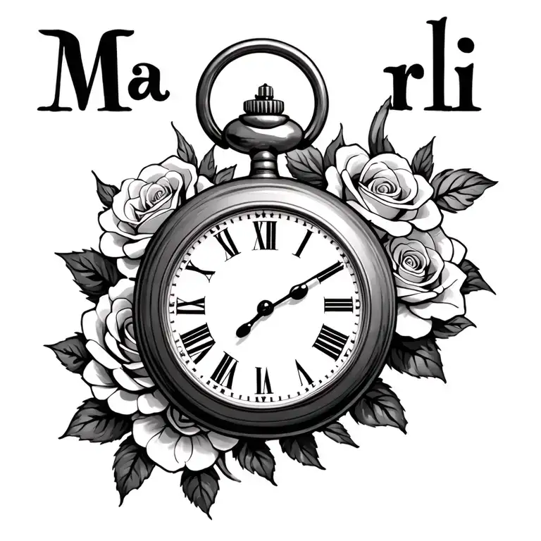 The Name Marli With Pocket Watch And Roses