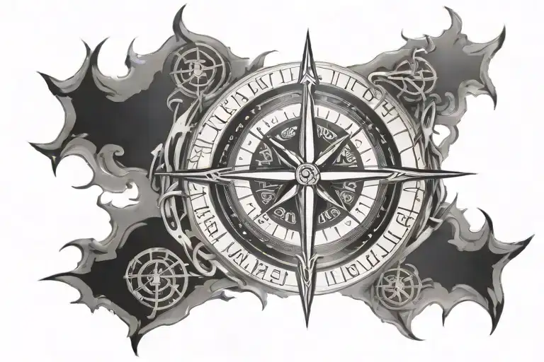 Viking Compass Surrounded With Runes