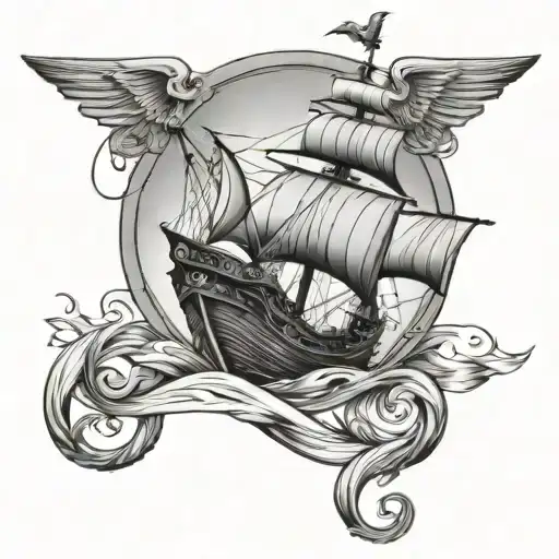 Ship With Anchor And Date Ad345