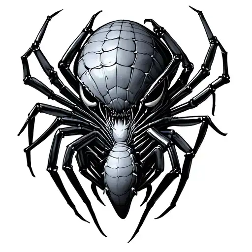 Spider And Alien Head As Spider's Stomach