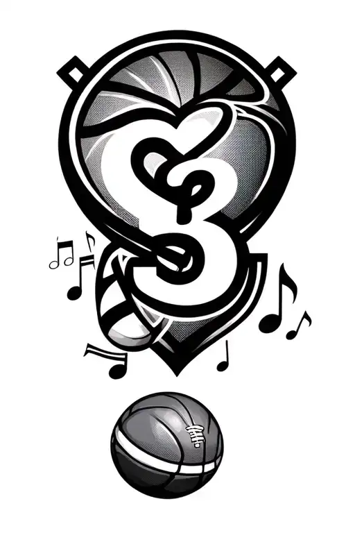 Number 3 With Basketball Football Heart Music Symbol School Inside The 3