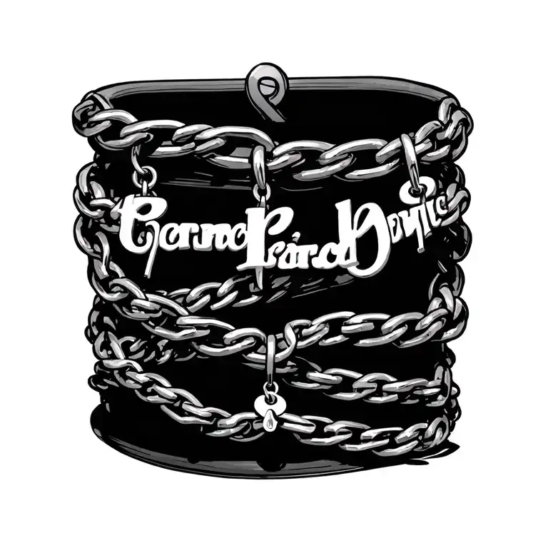 Chain Wrapped With Name Charms Hanging