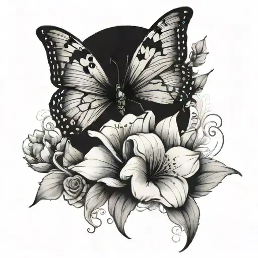 Half Butterfly Half Flowers Semi Colon Butterfly
