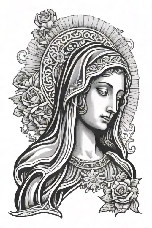 Virgin Mary Irish Style Design Featuring